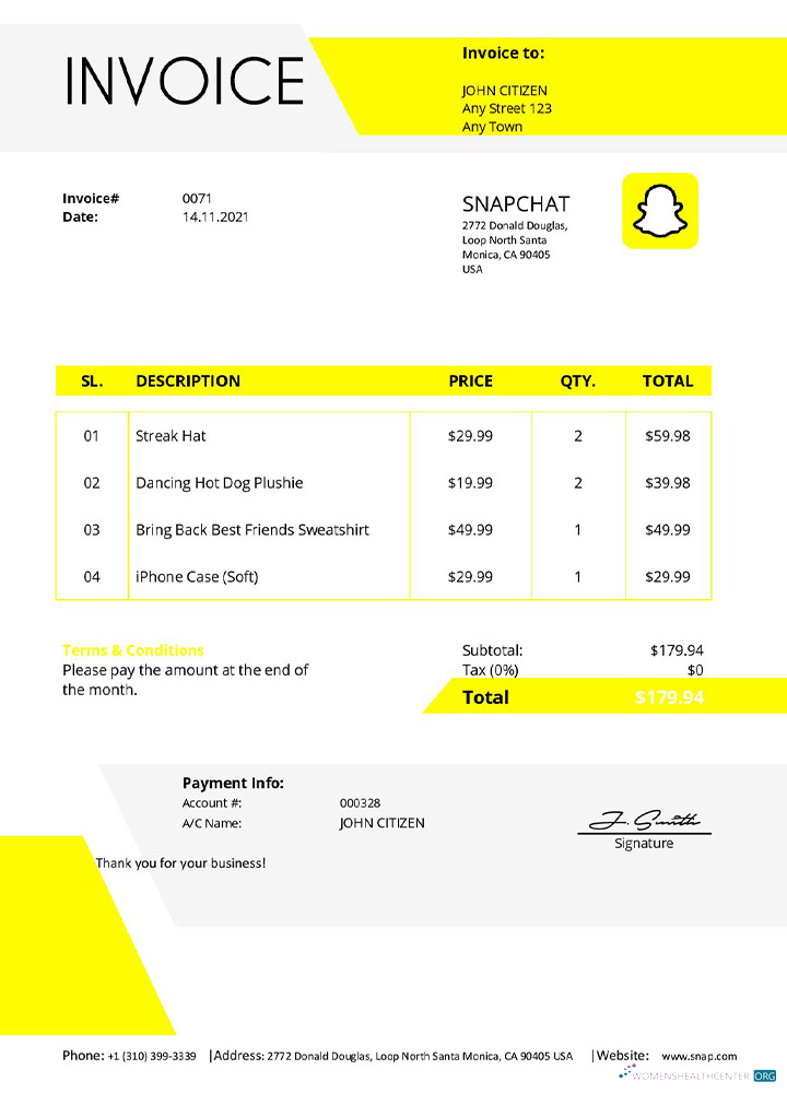 Download USA Snapchat invoice Photoshop template